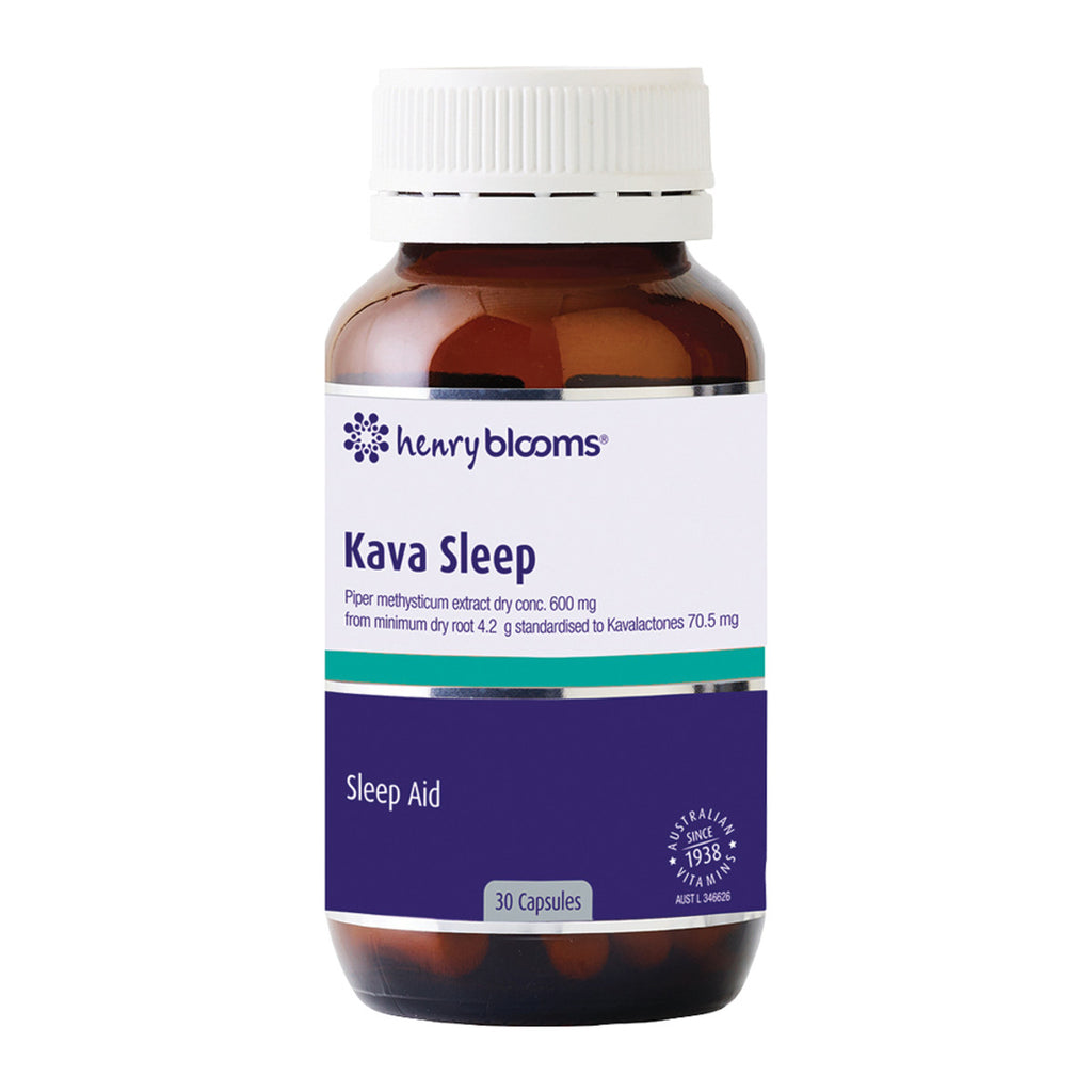 Henry Blooms Kava Sleep capsules. Buy Online Australia. Sleep Aid. Mind Relaxation. Soothe and calm nerves.