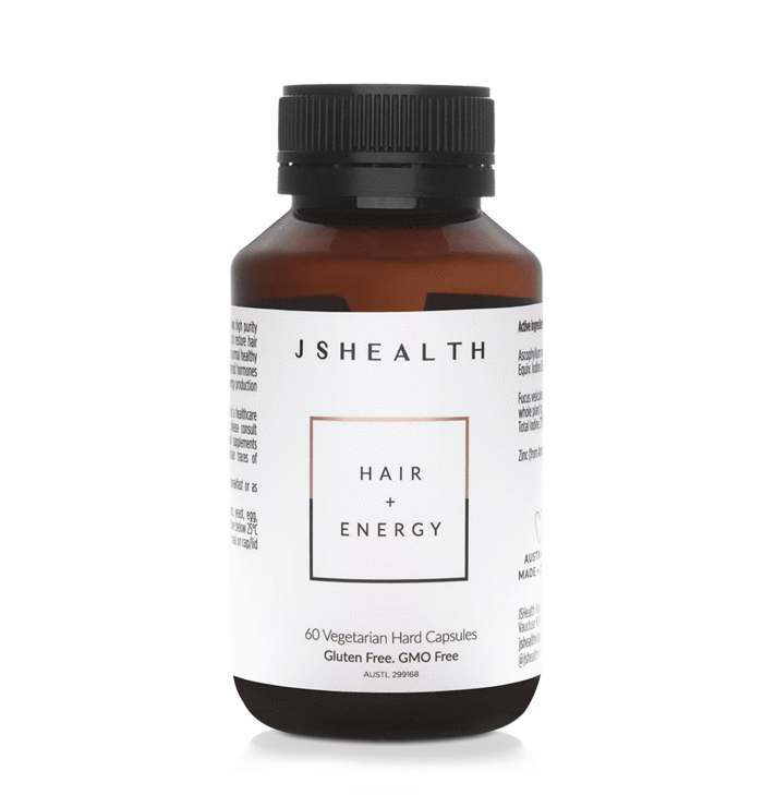HAIR + ENERGY FORMULA - 60 CAPSULES  Restores hair strength and volume, and gives you energy for the day.  This best-selling hair growth formula is designed to boost your hair length, volume and shine, strengthen your nails and give you a natural energy lift... It's unlike any other hair growth vitamin on the market.
