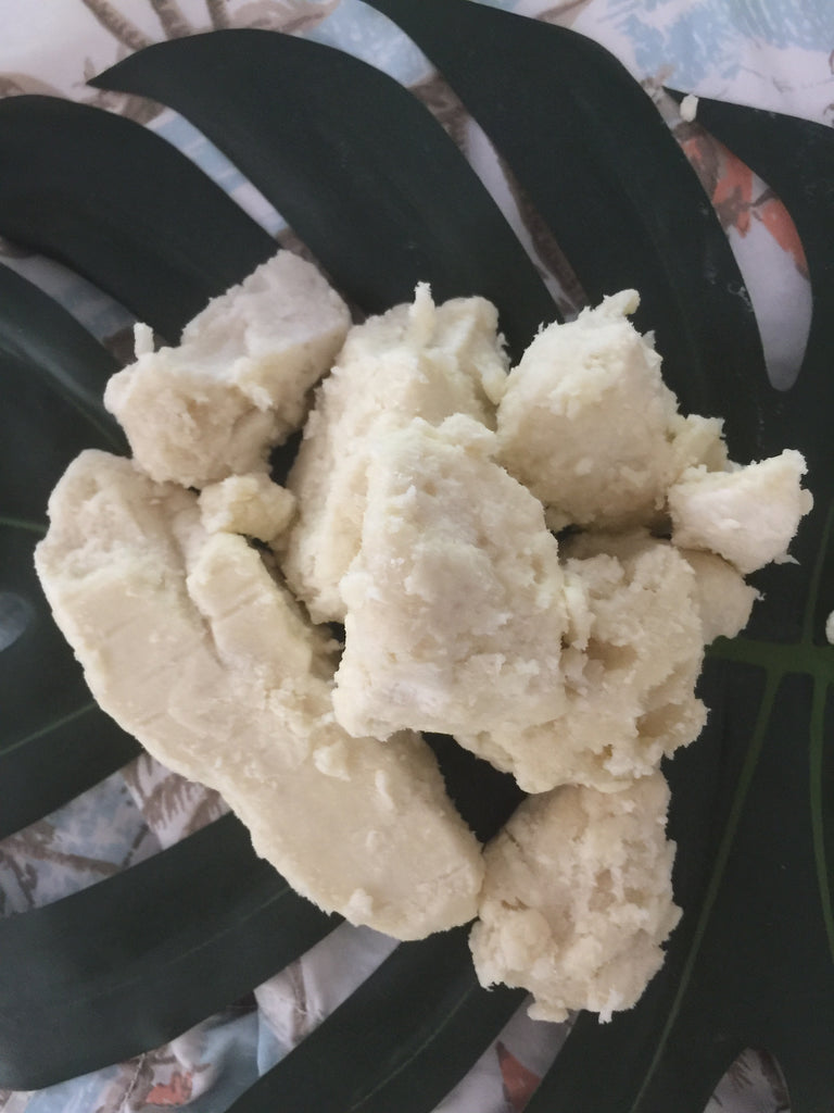 Our Shea butter is 100% natural and unrefined. It comes raw and provides your skin with unmatched moisture and healing properties. This Shea butter can be used as a body lotion, its rich, thick texture instantly softens skin and is great for people with sensitive skin, dermatitis, psoriasis, and eczema. It is also great for babies, and can even be used as a diaper rash cream. 