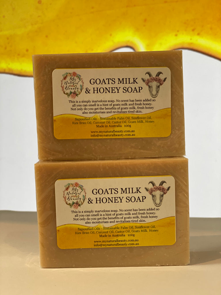 Luxurious Australian Natural goats milk soap with honey for sensitive skin.