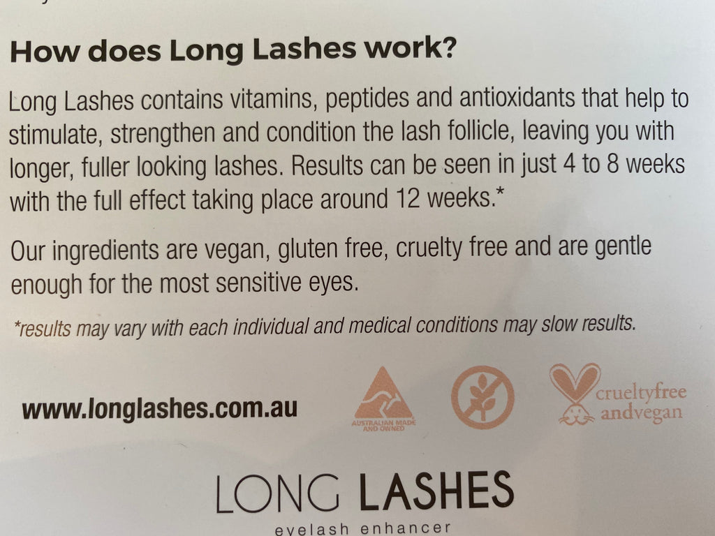 Long Lashes creates great lash growth results