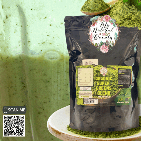 ORGANIC SUPER GREENS BLEND- 1kg THERE ARE JUST 4 SUPERFOOD ORGANIC INGREDIENTS USED TO MAKE THIS POWDER: Organic Spinach Organic Kale Organic Broccoli Organic Spirulina