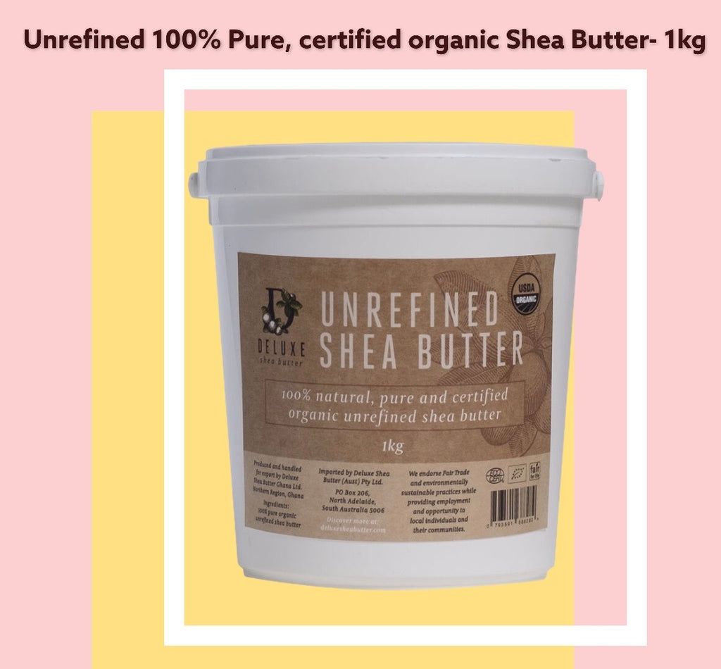 Deluxe Shea Butter Tub 1kg- 100% natural, pure and certified organic unrefined shea butter