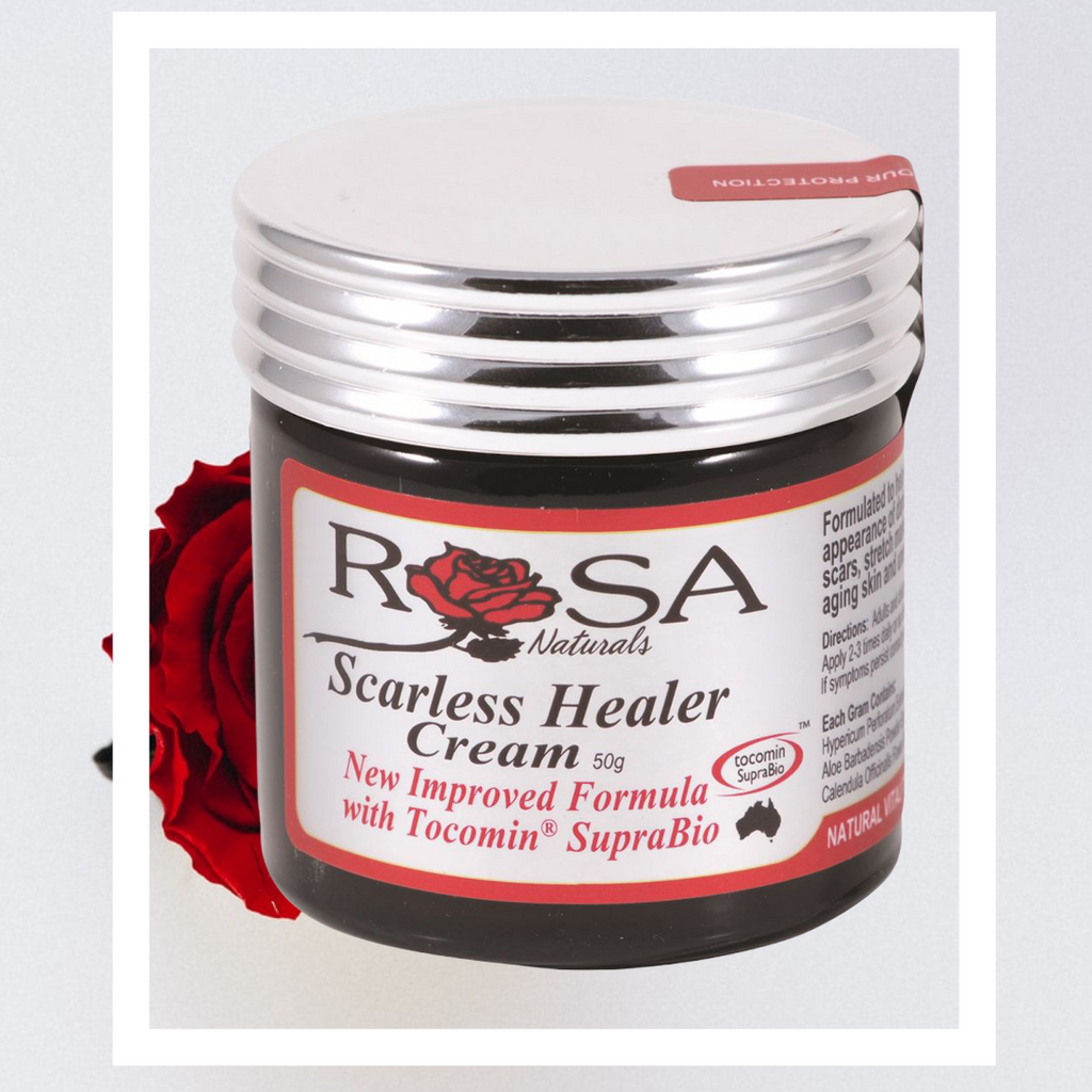 Rosa Scarless Healer Cream 50g Buy online. Amazing reviews for scars, burns, wounds. Natural scar cream. Natural scar remedy
