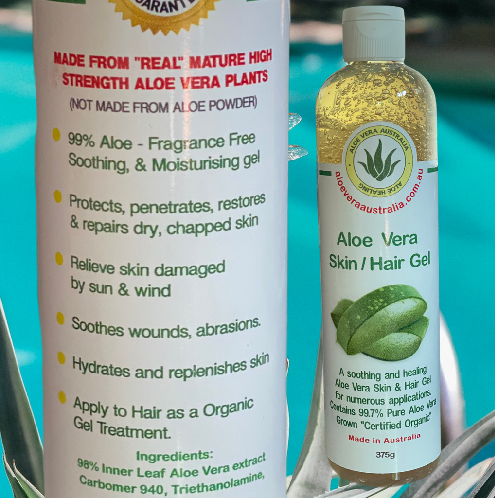 This 99% pure Aloe Vera gel:  Is a fragrance free, soothing and moisturising gel. Protects, restores and repairs dry, chapped skin. Helps relieve skin that is damaged by sun and wind. Soothes minor wounds and abrasions. Hydrates and replenishes the skin. Penetrates the skin, supplying moisture directly to tissue.