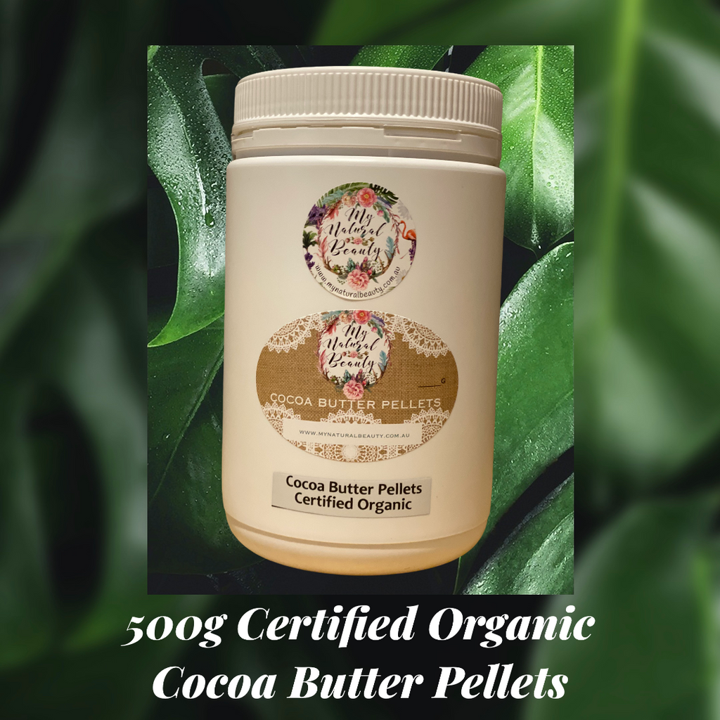 Cocoa Butter is an AMAZING addition to DYI any skin product or used as is . Cocoa butter is manufactured by squeezing the oil and fat from cacao seeds. Cocoa Butter is extremely nourishing, healing and moisturising and is suited to many applications including anti-wrinkle creams, soaps, hand creams, lip balms, skin balms, lotions, moisturisers and to reduce the appearance and formation of stretch marks.