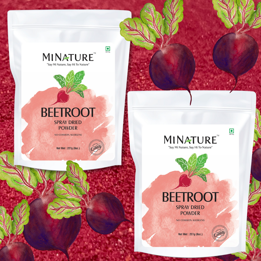 Beetroot Powder-•	Packed with Vitamins A, B6, and C, calcium, iron, folate, phosphorus, and potassium. •	Strengthens heart health. When it comes to heart health, beets’ biggest benefit is improved blood pressure.