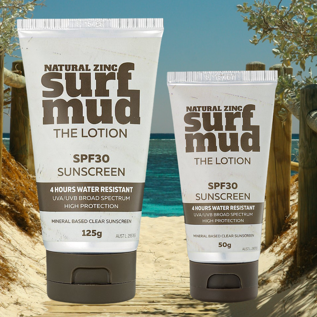 SURFMUD – The Lotion SPF30     Natural Zinc Sunscreen . On sale. FREE shipping over $60.00. Buy two and save