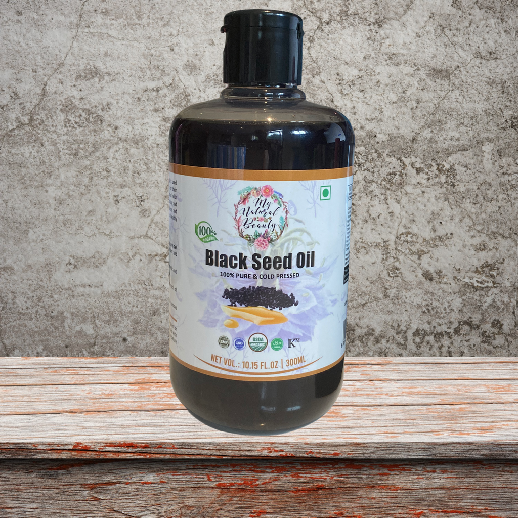 100% PURE ORGANIC BLACK SEED OIL- 300ml  100% PURE and NATURAL NIGELLA SATIVA OIL (Cold-Pressed)   Ingredients: 100% NIGELLA SATIVA OIL (Cold-Pressed) (this is made from 100% Pure Organic Black Seeds)