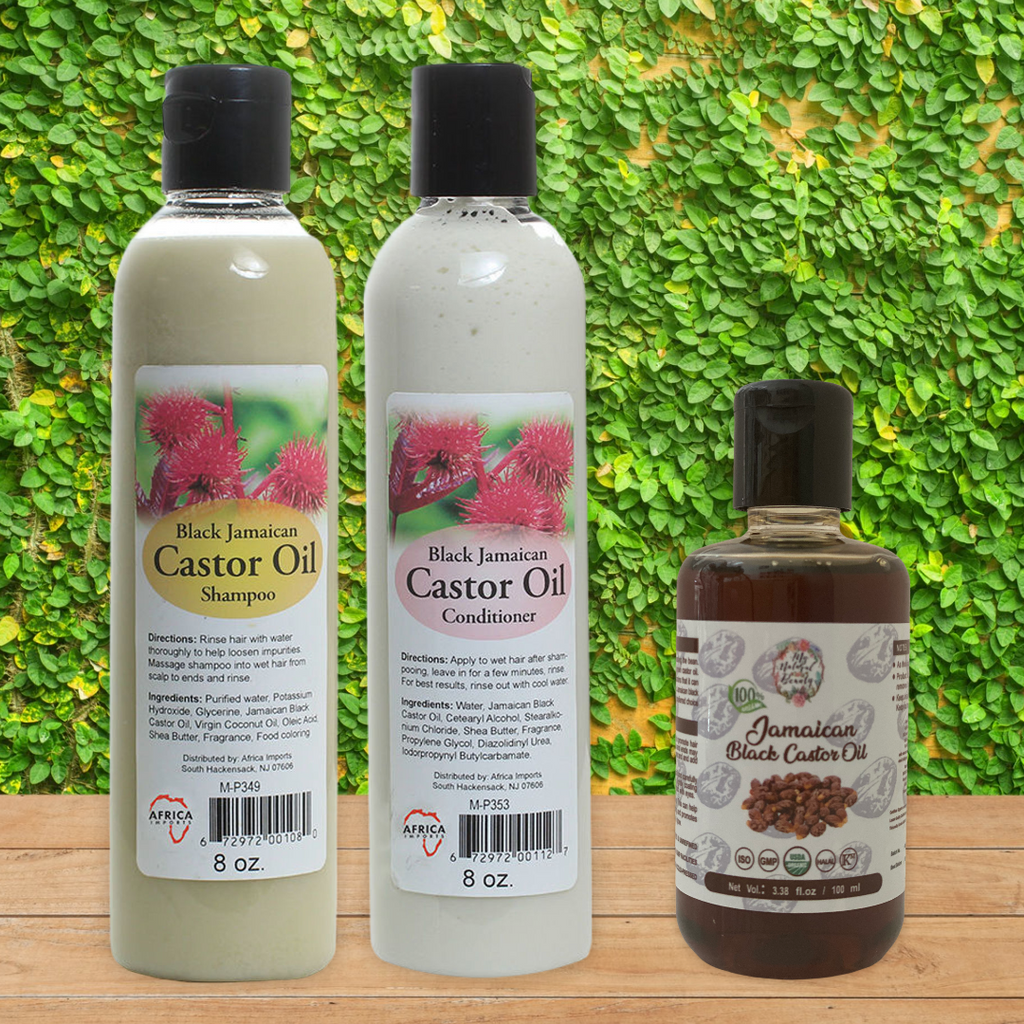 Jamaican Black Castor Oil Hair Growth Bundle- 100ml Jamaican Black Castor Oil and a 236ml Jamaican Black Castor Oil Shampoo and Conditioner set