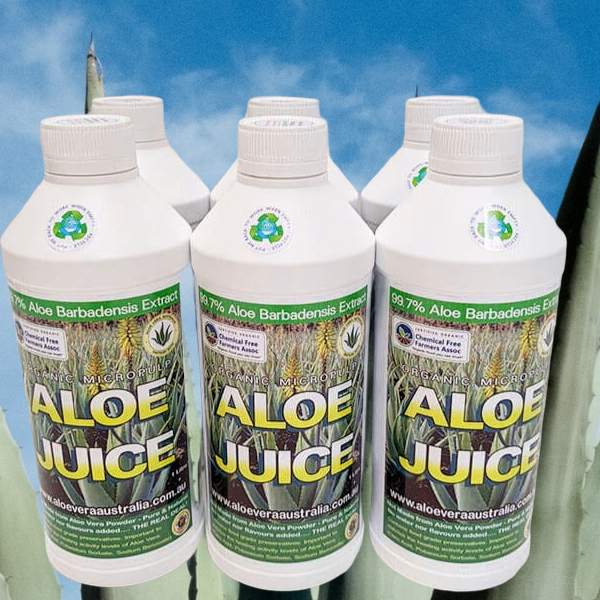 6x 1 Litre Organic Aloe Juice (Micropulp). 99.7% Pure Food grade Aloe Vera Juice for drinking.    FREE SHIPPING FOR ALL ORDERS OVER $60.00 AUSTRALIA WIDE.   PLEASE READ THE PRODUCT LABEL IN THE IMAGES OF THIS LISTING. THIS LABEL GIVES THE INGREDIENTS, SUGGESTIONS FOR DRINKING AND FURTHER INFORMATION ON THIS PRODUCT.    Product Brand- Aloe Vera Australia  Aloe Vera Juice obtained from the inner leaf gel of potent Aloe Barbadensis Variety. Grown Organically in rich & fertile volcanic soils. Very high in benef