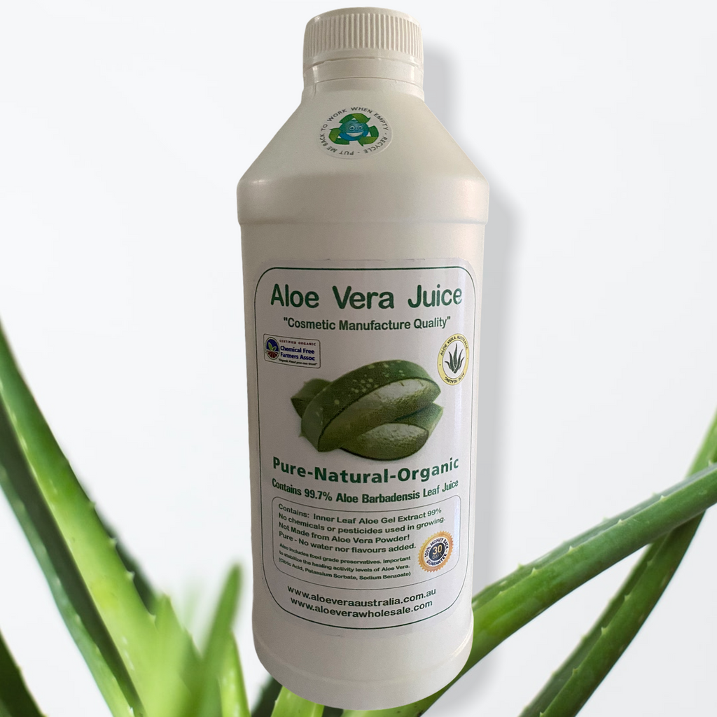 ALOE VERA JUICE- 1 Litre- Cosmetic Manufacture  Cosmetic Manufacture Quality Pure-Natural-Organic Contains 99.7% Aloe Barbadensis Leaf Juice Perfect as an ingredient in DYI cosmetics, hand sanitisers etc