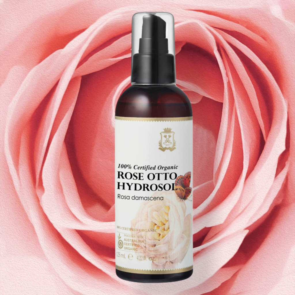 Ausganica 100% Certified Organic Hydrosol Rose Otto 125ml    FREE SHIPPING FOR ALL ORDERS OVER $60.00 AUSTRALIA WIDE.    PRODUCT INFORMATION   SKU: AHD04  Hydrate and refresh your skin with this delicate 100% certified organic floral water distilled from the petals of rosa damascena. Your skin will feel refreshed, hydrated and more supple and your senses uplifted.