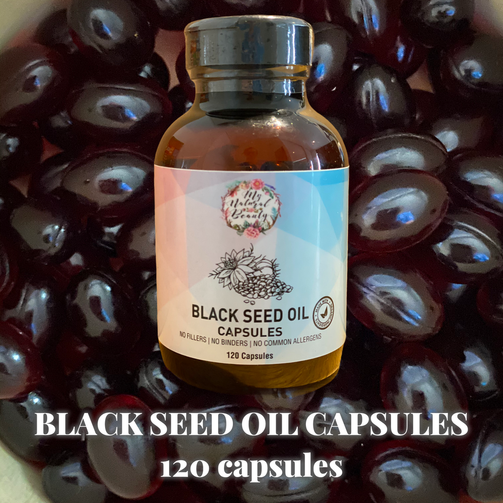ORGANIC BLACK SEED OIL CAPSULES- 120 Capsules  100% PURE and NATURAL ORGANIC BLACK SEED OIL CAPSULES (NIGELLA SATIVA OIL) (Cold-Pressed)  Ingredients: BLACK SEED OIL (NIGELLA SATIVA OIL) (Cold-Pressed), soft gel capsules.  120 capsules provides 60 servings of two capsules. Each serving contains 900mg of Black Seed Oil.