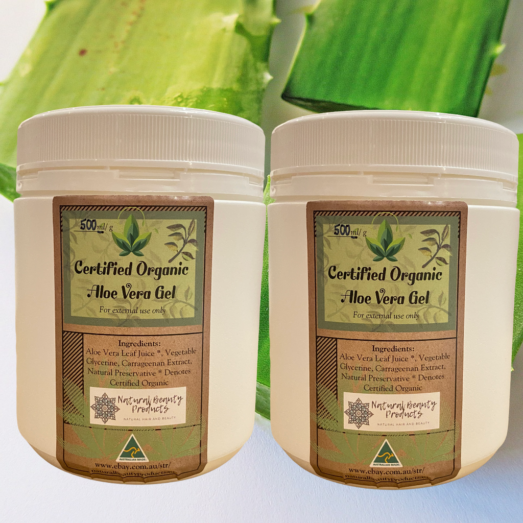 1 Litre (2x 500ml jars) Organic Aloe Vera Gel Australia