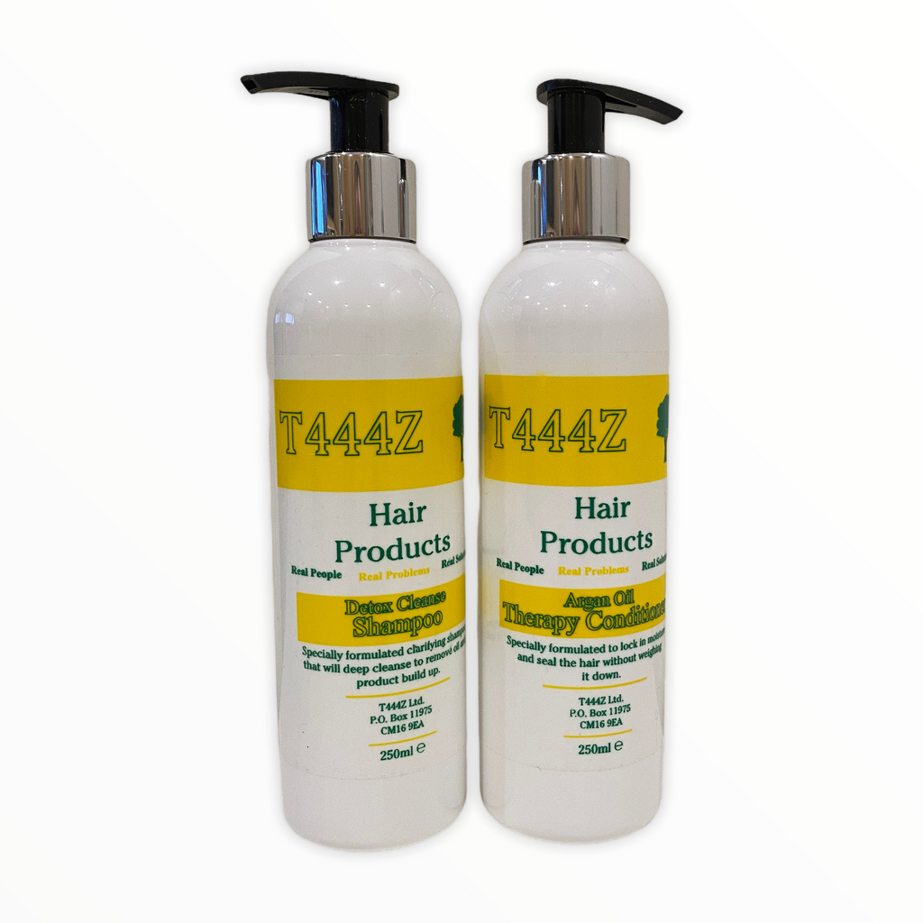 T444Z Detox Cleanse Shampoo- 250ml and T444Z Argan Oil Therapy Conditioner Set    THIS PRODUCT SHIPS FOR FREE AUSTRALIA WIDE.  IN STOCK IN SYDNEY AUSTRALIA. FAST DISPATCH. FAST SHIPPING.      ENGINEERED BY NATURE. RESPONSIBLY SOURCED. PLANT-DERIVED HAIRCARE (AND AMAZING FOR YOU!). IT'S THAT GOOD!     This Set contains:   