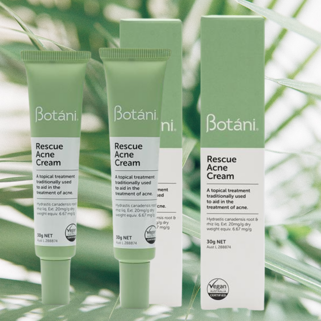 Botani Rescue Acne Cream 30g x 2- DUO VALUE PACK    ON SALE FOR A LIMITED TIME ONLY     FREE SHIPPING FOR ALL ORDERS OVER $60.00 AUSTRALIA WIDE   A multi-purpose topical acne cream to aid in the treatment of blemishes and acne.       Natural acne-fighting hero!