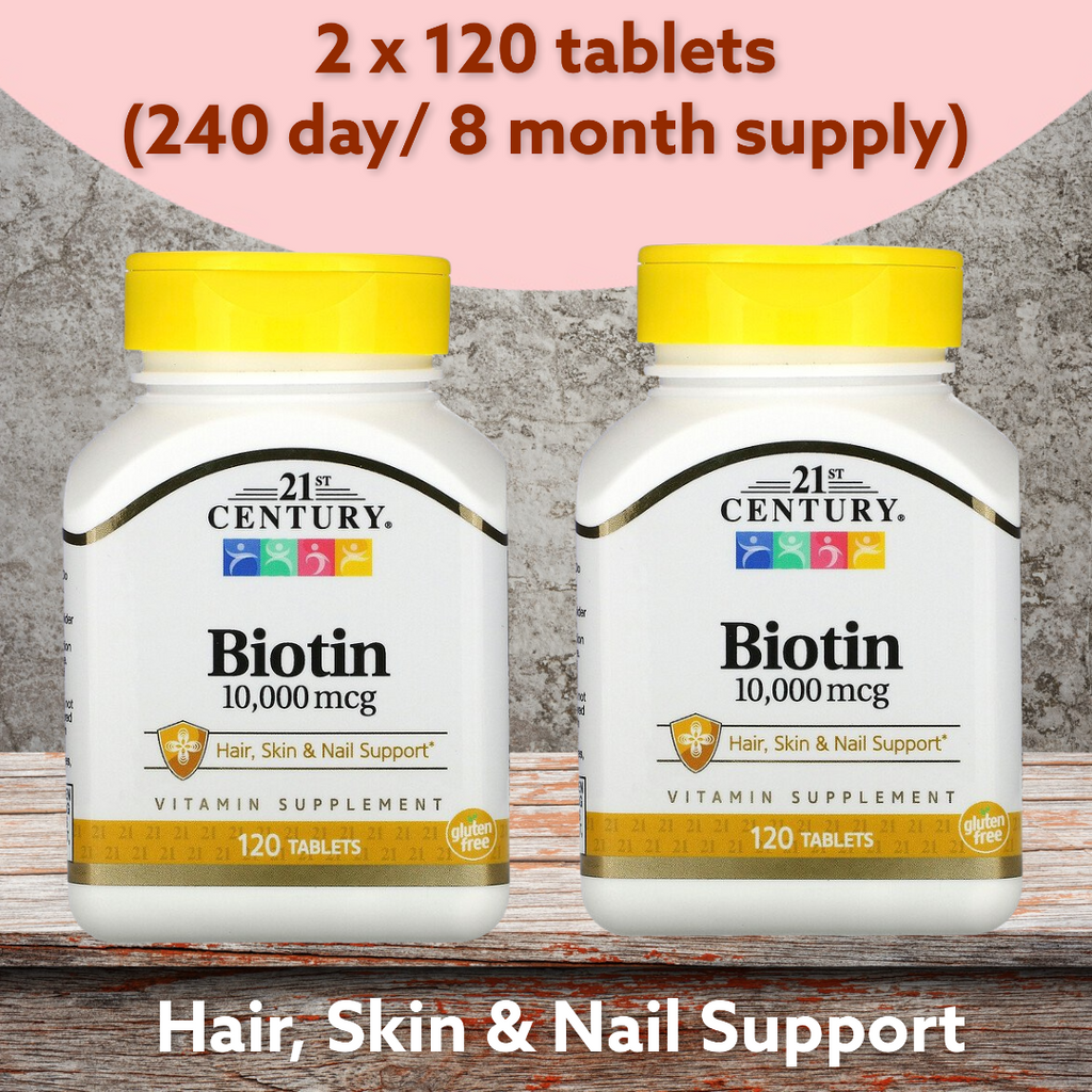 Description   ·       Hair, Skin & Nail Support ·       Vitamin Supplement ·       Gluten Free ·       Guaranteed Quality Laboratory Tested   Biotin is part of the B-complex vitamins that provides support for hair, skin, & nail health. It is an essential nutrient for normal metabolism of carbohydrates, proteins and fats.