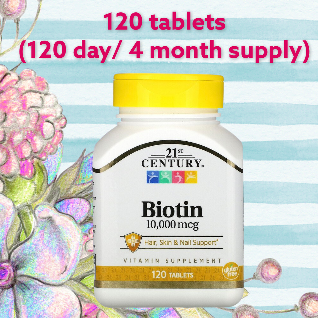 21st Century, Biotin, 10,000 mcg, 120 Tablets  (Choose 1, 2 or 3 jars of 120 tablets)