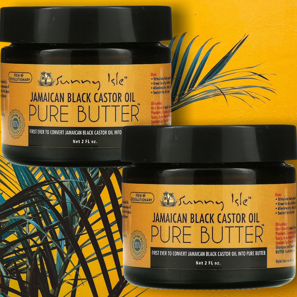 Sunny Isle Jamaican Black Castor Oil PURE BUTTER 2 fl oz (59.15ml) x 2    FREE SHIPPING AUSTRALIA WIDE FOR ALL ORDERS OVER $60.00     This is a special 2 pack offer. You will receive 2x 2 fl oz (59.15ml) jars.    Sunny Isle Jamaican Black Castor Oil is now... PURE BUTTER! The Sunny Isle brand is the first ever to convert Jamaican Black Castor Oil into PURE BUTTER! The conversion of Jamaican Black Castor Oil into PURE BUTTER is REVOLUTIONARY and the first of its kind. 100% natural. Zero fillers added. 