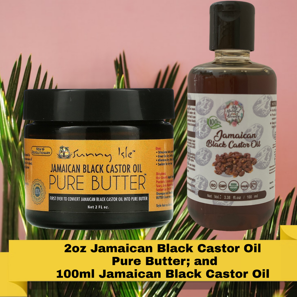 HAIR GROWTH BUNDLE- Jamaican Black Castor Oil Pure Butter 2 fl oz and 100% Pure Organic Jamaican Black Castor Oil 100ml.       This bundle includes the following amazing natural hair growth products:     1x 100% Pure Organic Jamaican Black Castor Oil 100ml  1x Sunny Isle Jamaican Black Castor Oil Pure Butter 2 fl oz (59.15ml). Buy online Australia