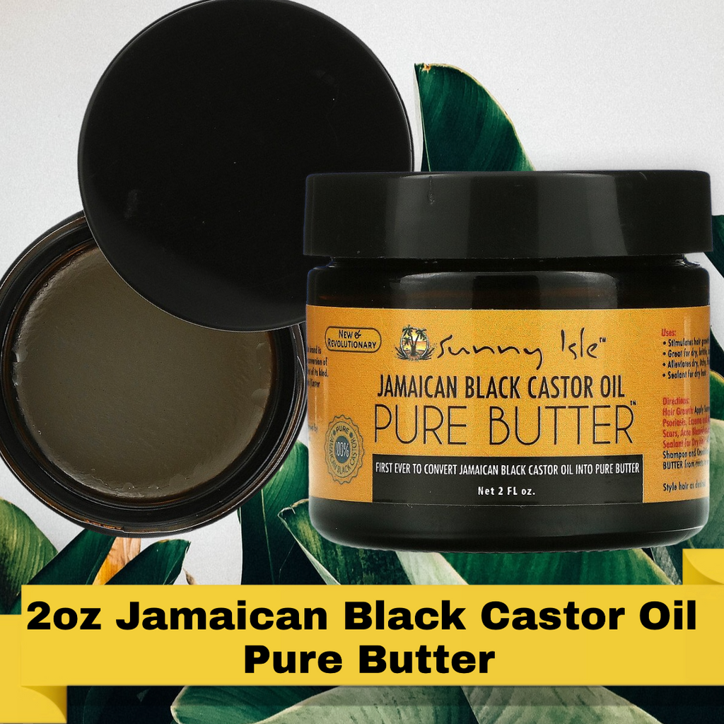 HAIR GROWTH BUNDLE- Jamaican Black Castor Oil Pure Butter 2 fl oz and 100% Pure Organic Jamaican Black Castor Oil 100ml.       This bundle includes the following amazing natural hair growth products:     1x 100% Pure Organic Jamaican Black Castor Oil 100ml  1x Sunny Isle Jamaican Black Castor Oil Pure Butter 2 fl oz (59.15ml)