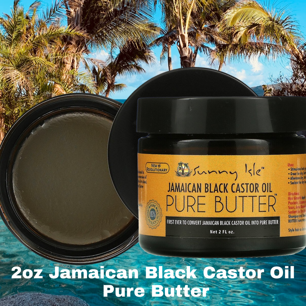 Buy online Australia Sunny Isle Jamaican Black Castor Oil PURE BUTTER 2 fl oz (59.15ml)    FREE SHIPPING AUSTRALIA WIDE FOR ALL ORDERS OVER $60.00    Sunny Isle Jamaican Black Castor Oil is now... PURE BUTTER! The Sunny Isle brand is the first ever to convert Jamaican Black Castor Oil into PURE BUTTER! The conversion of Jamaican Black Castor Oil into PURE BUTTER is REVOLUTIONARY and the first of its kind. 100% natural. Zero fillers added. The ONLY ingredient is Ricinus Communis (Castor Seed Oil).