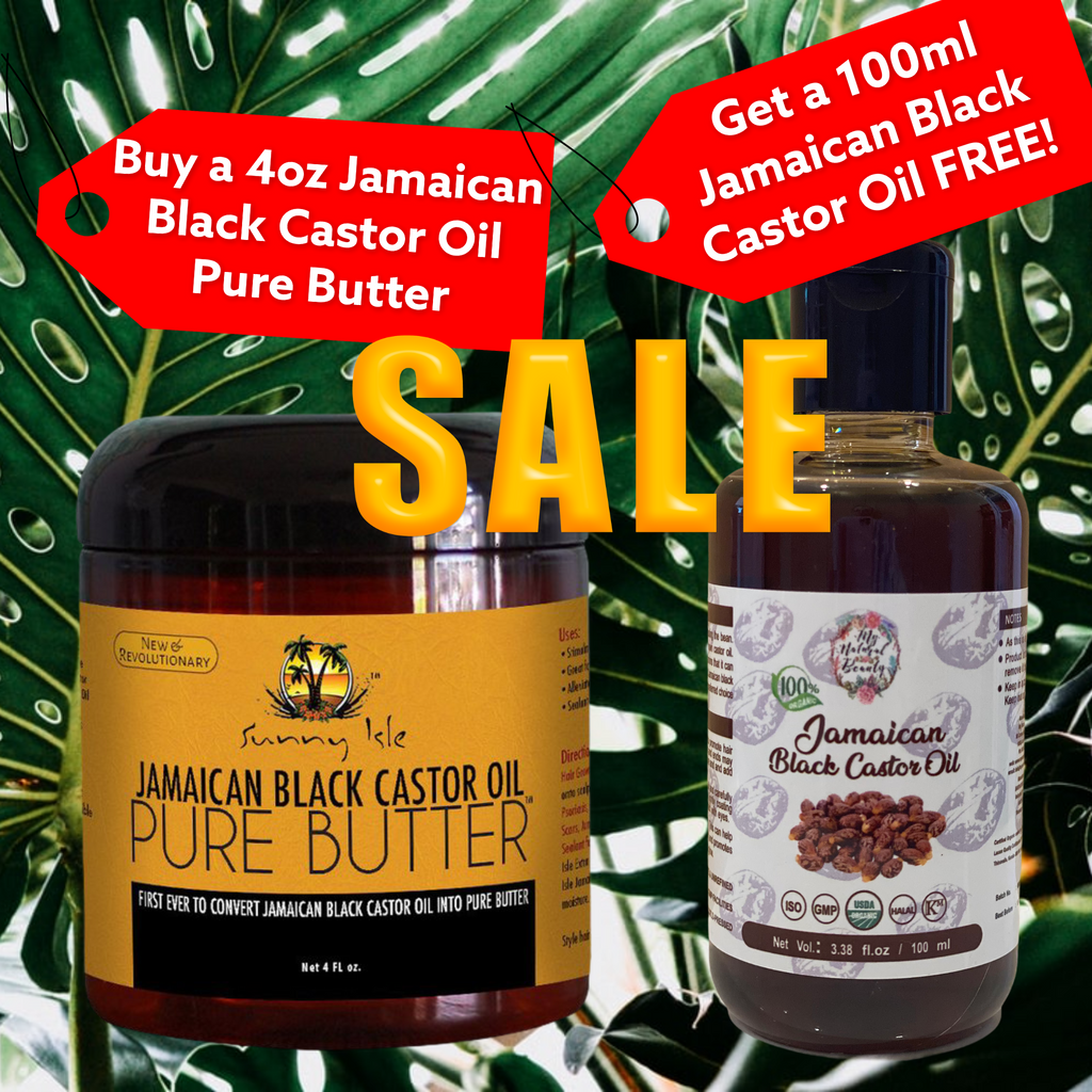 Sunny Isle Jamaican Black Castor Oil Pure Butter 4 fl oz (118 mls ) and receive a 100ml 100% Pure Organic Jamaican Black Castor Oil FREE.   You are purchasing 1x Sunny Isle Jamaican Black Castor Oil Pure Butter 4 fl oz (118 mls ) . You will get the following product as a gift valued at $29.95 absolutely FREE!  1x 100% Pure Organic Jamaican Black Castor Oil 100ml (Usually $29.95) FREE!