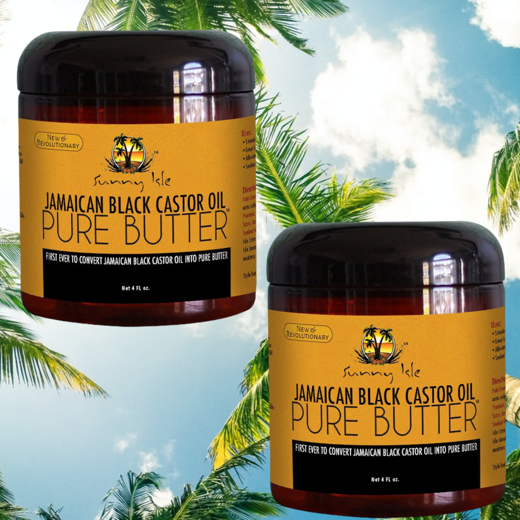 Sunny Isle Jamaican Black Castor Oil PURE BUTTER 4 oz. (118ml) x 2  FREE SHIPPING AUSTRALIA WIDE FOR ALL ORDERS OVER $60.00     Sunny Isle Jamaican Black Castor Oil is now... PURE BUTTER! The Sunny Isle brand is the first ever to convert Jamaican Black Castor Oil into PURE BUTTER! The conversion of Jamaican Black Castor Oil into PURE BUTTER is REVOLUTIONARY and the first of its kind. 100% natural. Zero fillers added. The ONLY ingredient is Ricinus Communis (Castor Seed Oil).