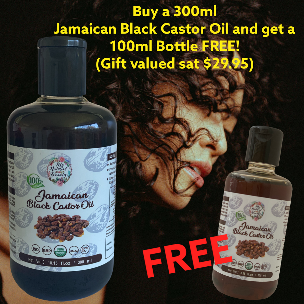 BUY ONLINE AUSTRALIA Organic Jamaican Black Castor Oil (300 ML) & receive a 100ml bottle FREE! That is a $29.95 FREE GIFT! SPECIAL OFFER- FOR EVERY 300ml bottle you purchase you will get 1x 100ml bottle (valued at $29.95) of the same oil FREE! 300ml/ 10.5 fl.oz (and a 100ml FREE)