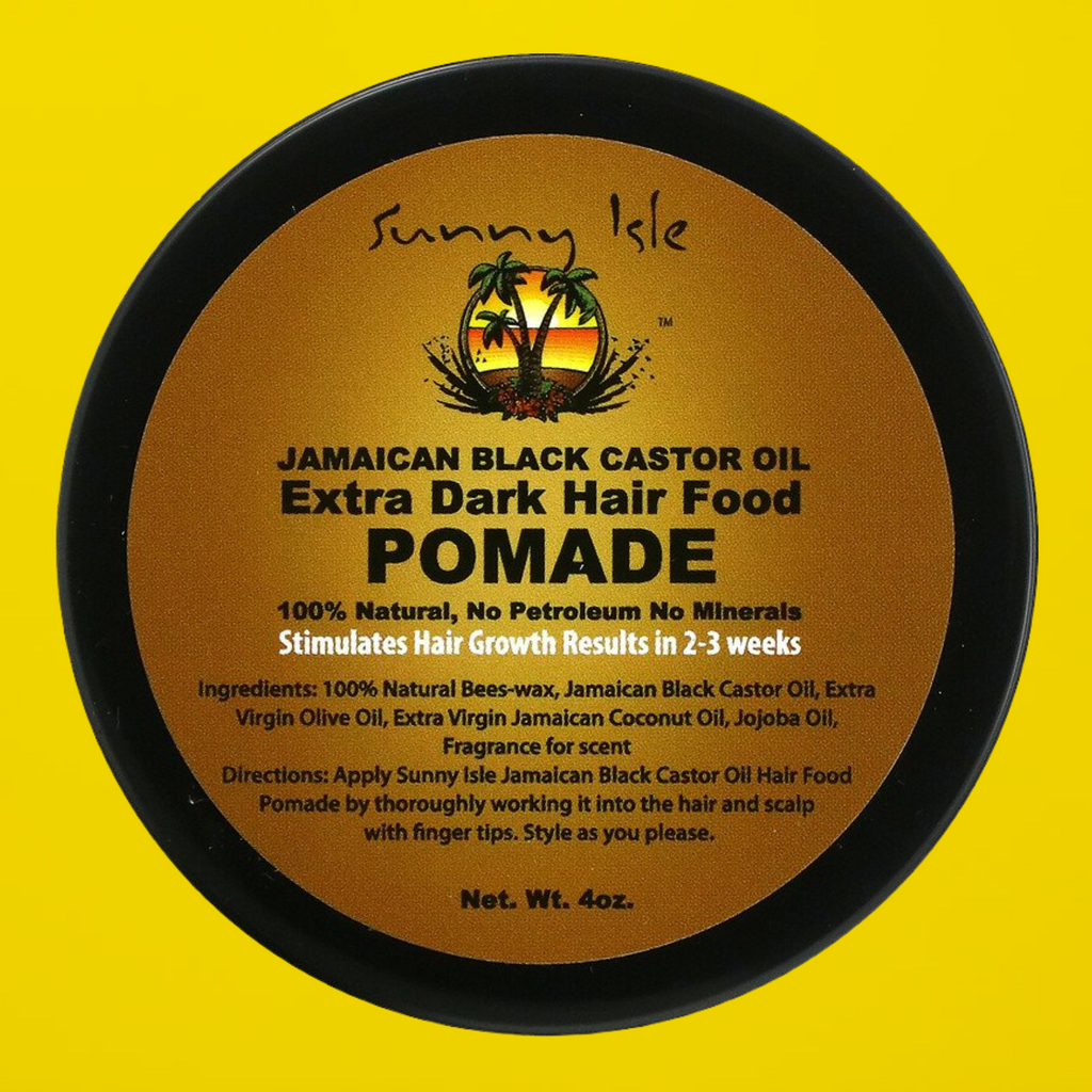 Sunny Isle Extra Dark Jamaican Black Castor Oil Hair Food Pomade 4 oz.     FREE SHIPPING AUSTRALIA WIDE FOR ALL ORDERS OVER $60.00     Feed your luscious tresses with Sunny Isle’s 100% all-natural Extra Dark Jamaican Black Castor Oil Hair Food Pomade. It is the perfect solution for moisturising a dry scalp and preventing hair breakage while combating frizzy hair and fighting dandruff. It's especially effective on natural or transitioning hair as it adds definition and shine to your every style.