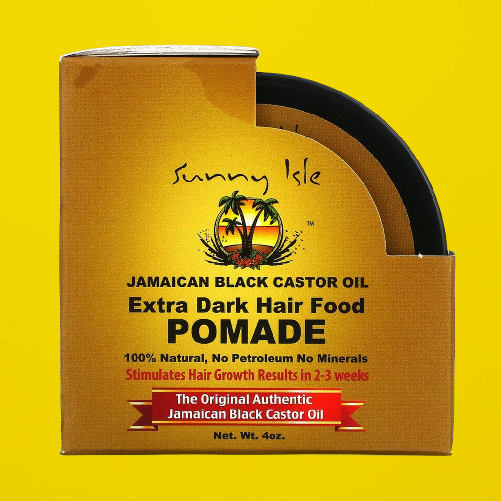 Sunny Isle Extra Dark Jamaican Black Castor Oil Hair Food Pomade 4 oz.     FREE SHIPPING AUSTRALIA WIDE FOR ALL ORDERS OVER $60.00     Feed your luscious tresses with Sunny Isle’s 100% all-natural Extra Dark Jamaican Black Castor Oil Hair Food Pomade. It is the perfect solution for moisturising a dry scalp and preventing hair breakage while combating frizzy hair and fighting dandruff. It's especially effective on natural or transitioning hair as it adds definition and shine to your every style.