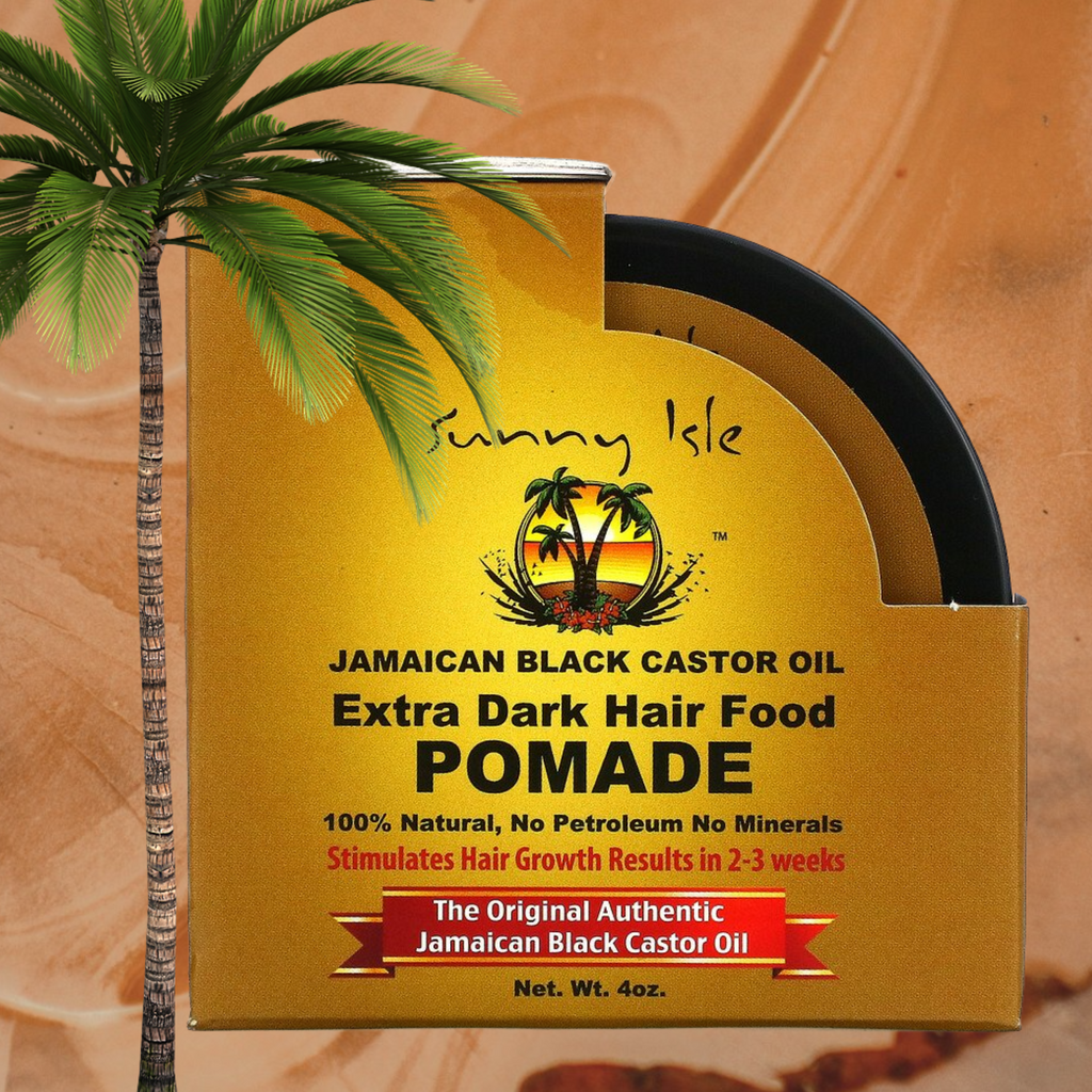 Sunny Isle Extra Dark Jamaican Black Castor Oil Hair Food Pomade 4 oz.     FREE SHIPPING AUSTRALIA WIDE FOR ALL ORDERS OVER $60.00     Feed your luscious tresses with Sunny Isle’s 100% all-natural Extra Dark Jamaican Black Castor Oil Hair Food Pomade. It is the perfect solution for moisturising a dry scalp and preventing hair breakage while combating frizzy hair and fighting dandruff. It's especially effective on natural or transitioning hair as it adds definition and shine to your every style.