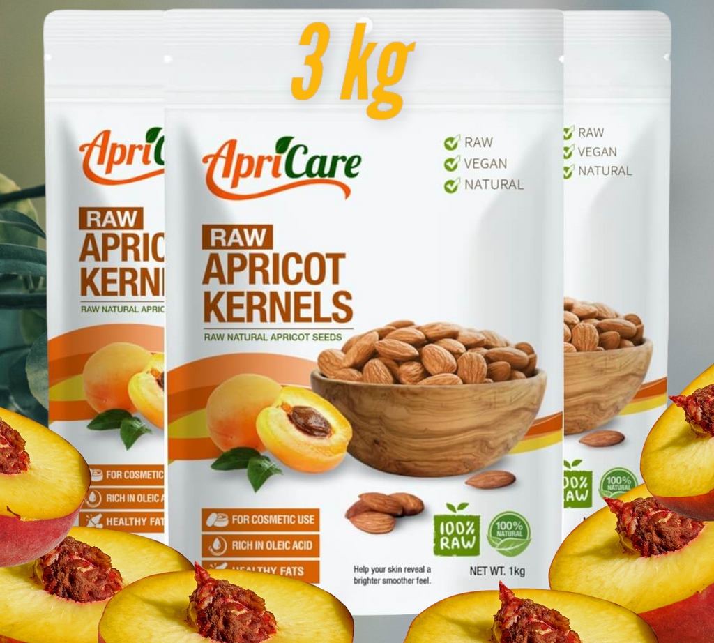 APRICARE Apricot Kernels Raw - 3kg  (3x 1kg)  Raw Natural Apricot Seeds     THIS PRODUCT SHIPS FREE AUSTRALIA WIDE!     Apricare Raw Apricot Kernels are natural, vegan friendly and 100% raw. Apricare 100% all natural apricot kernels originate from wild apricot trees. The apricots are gently harvested by hand, then the kernels are carefully removed and slowly and gently air dried. Apricare have been supplying Australia with apricot kernels since 2001, so you know you can buy this product with confidence.
