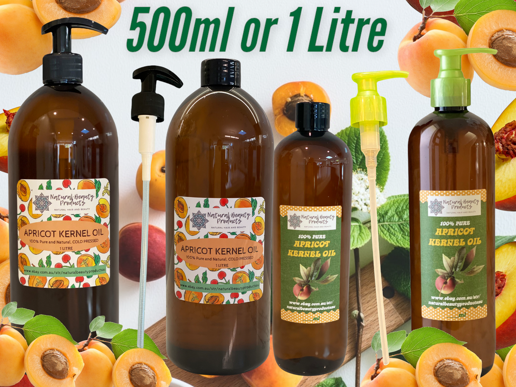 100% Pure Apricot Kernel Oil  COLD PRESSED     AVAILABLE SIZES:      Please choose the size you wish to order from the menu.     500ml bottle  500ml bottle with pump  1 Litre bottle   1 Litre bottle with pump  2x 1 Litre bottles   2x 1 Litre bottles with pumps