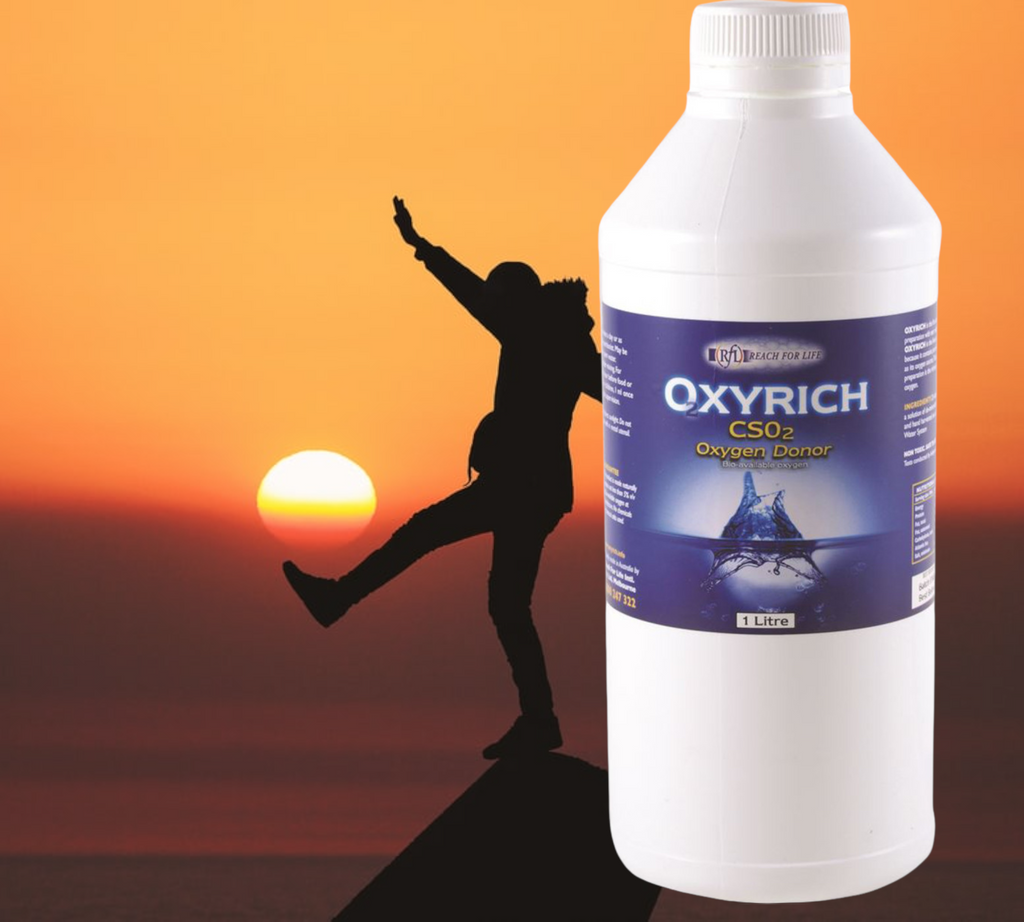 Oxyrich is the first and only oxygen preparation with near neutral pH in the world. Oxyrich is the finest quality product because it contains pure di-atomic oxygen (O2) as its oxygen source. This unique oxygen preparation is the richest in bio-available oxygen.