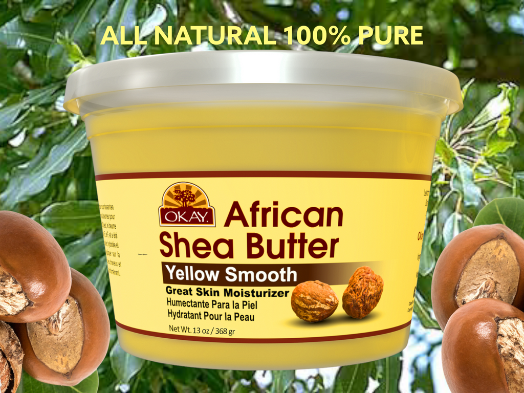 Buy raw Yellow Shea Butter Australia African Shea Butter has unparalleled nourishing properties and is one of the most sought after butters for skin and hair. Originating in West Africa, Okay® African shea butter is rich in vitamins A, E, and F, and has been used for centuries to keep skin clear, moisturized and overall healthy. 