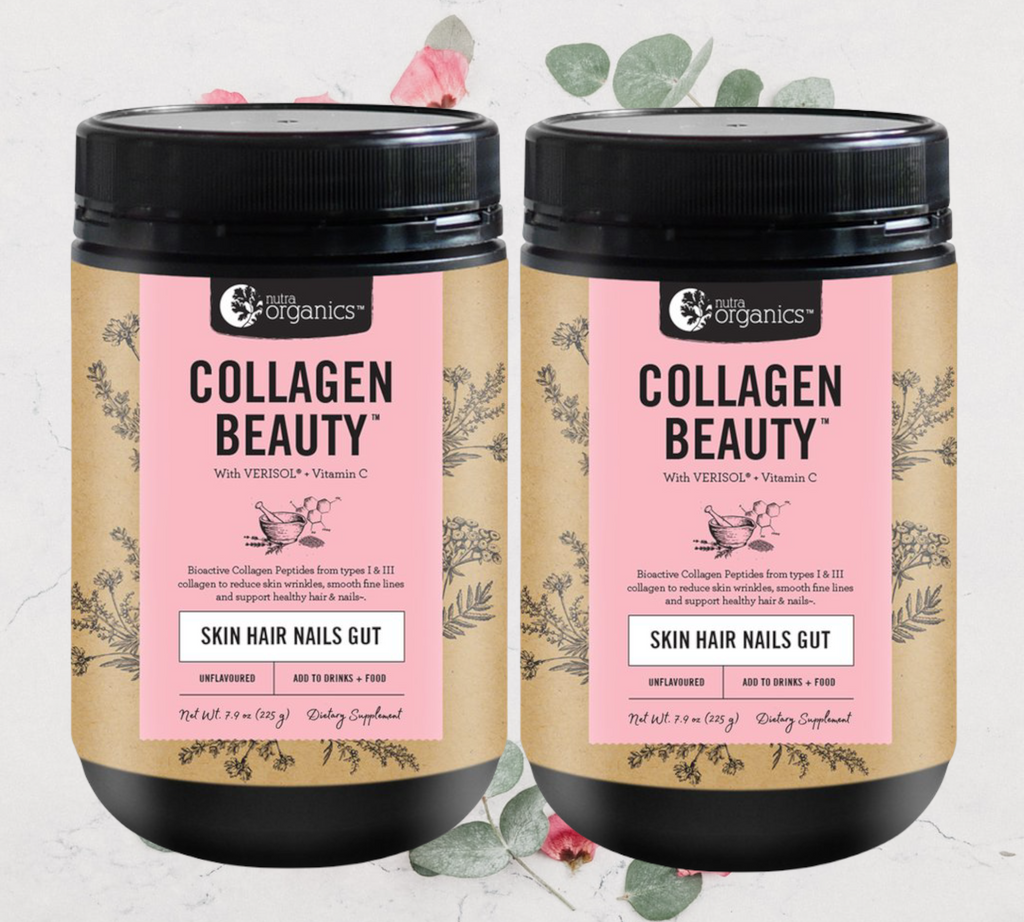 On sale Collagen Beauty. Buy online.Nutra Organics Collagen Beauty- Unflavoured- 225g x 2    225 g net powder x 2 jars     Glow from the inside out with Collagen Beauty™ with VERISOL®, a natural formulation to reduce skin wrinkles and smooth fine lines, increase skin hydration and elasticity, and support healthy hair & nails~. 