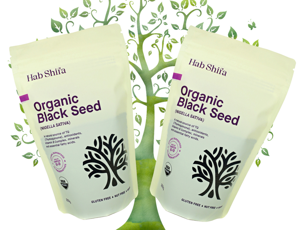 Hab Shifa Organic Black Seed 400g (2 x 200g) (NIGELLA SATIVA)  FREE SHIPPING FOR ALL ORDERS OVER $60.00 AUSTRALIA WIDE     Overview:  Nigella Seed (Black Seed) is a super-food and contains over 100 different constituents- including vitamins, minerals and a high concentration of Essential Fatty Acids.