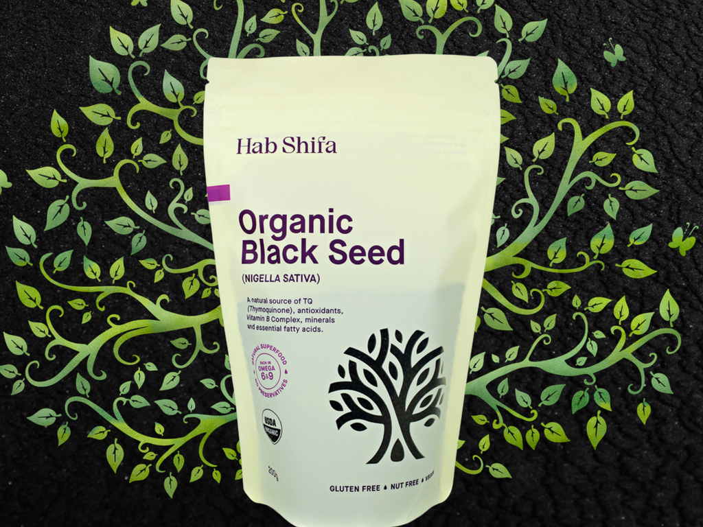 Benefits:  •	May exert antioxidant & anti-inflammatory effects •	May relieve symptoms of Rheumatoid Arthritis.  •	May relieve upset stomachs and cramps.  •	May improve respiratory conditions.  •	A natural source of TQ (Thymoquinone), antioxidants, Vitamin B complex, Calcium, Zinc, iron, antioxidants, minerals and essential fatty acids. •	Natural Superfood. Rich in Omega 6 and 9. No preservatives. •	Gluten Free, Nut Free and Vegan. •	USDA Organic Bulk Black Seed Australia.