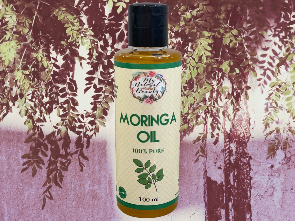  INGREDIENT: 100% Pure Moringa Oliefera Oil       Some of the many Beauty Benefits of Using Moringa Oil for Hair, Skin and Acne.
