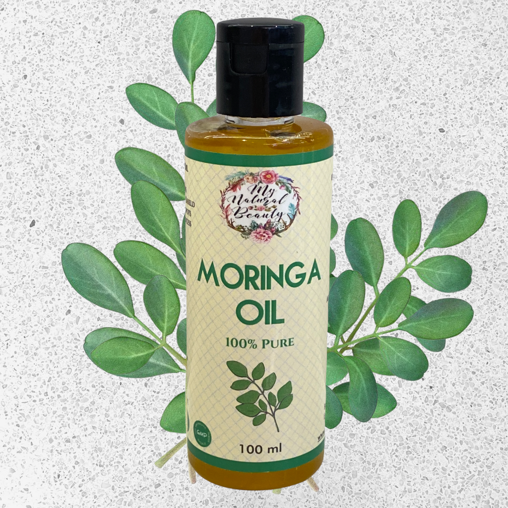   Moringa oil can stimulate hair growth while also protecting against hair loss.  The emollient, antioxidant, and antibacterial properties of the oil are able to protect the scalp and keep it moisturised, consequently limiting or eliminating dandruff. Furthermore, the rich supply of fatty acids can improve the shine and lustre of your hair.