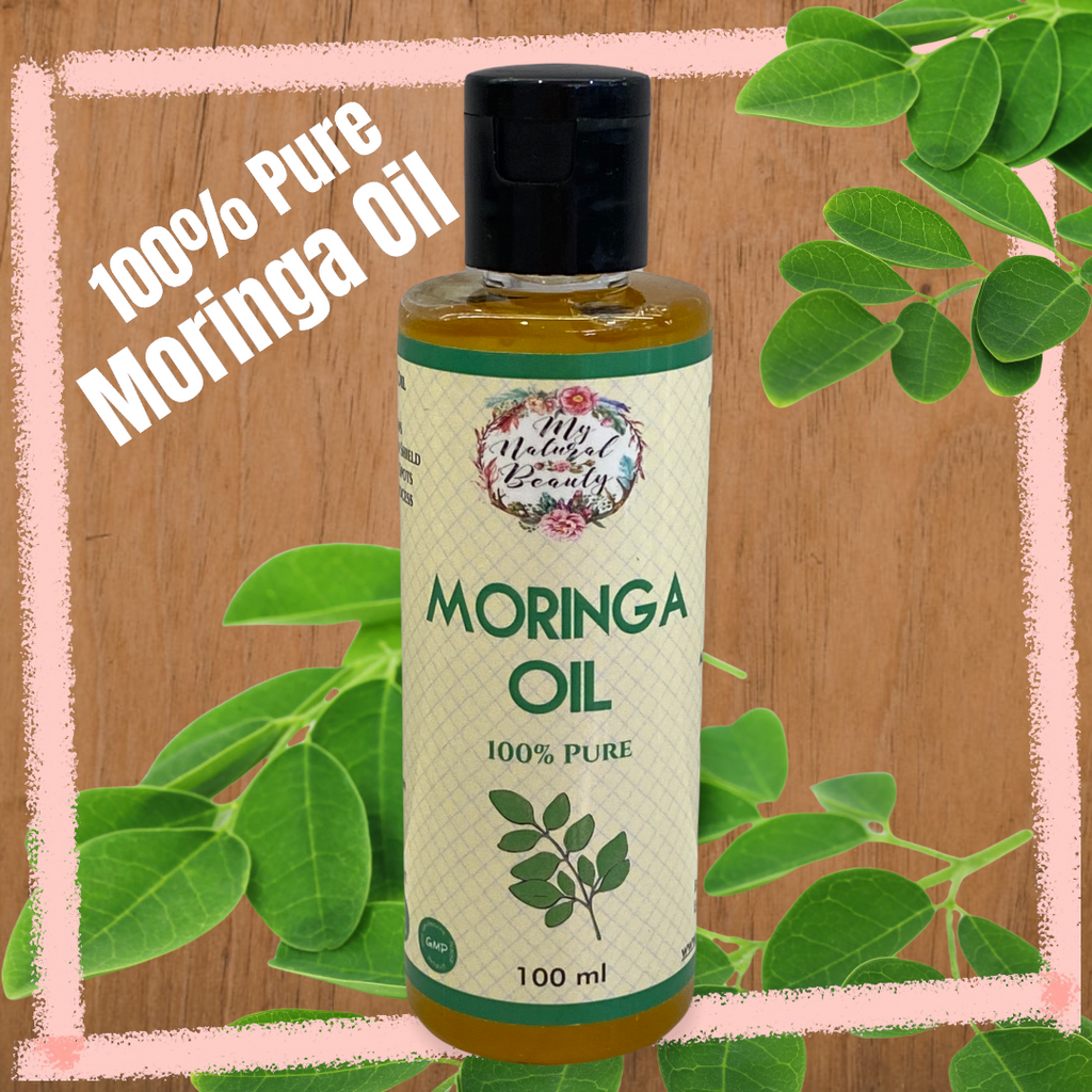      Helps prevent scarring.   ·      Moringa oil can stimulate hair growth while also protecting against hair loss.  The emollient, antioxidant, and antibacterial properties of the oil are able to protect the scalp and keep it moisturised, consequently limiting or eliminating dandruff. Furthermore, the rich supply of fatty acids can improve the shine and lustre of your hair.