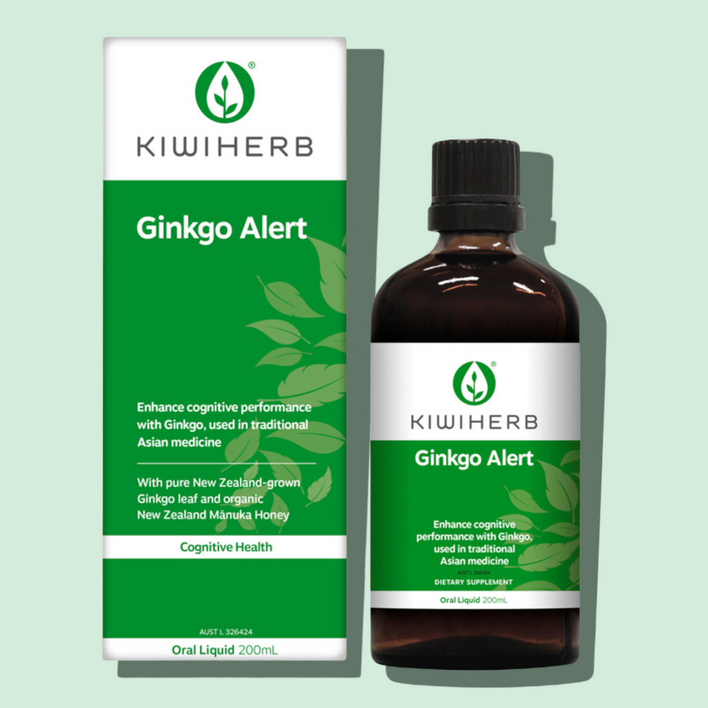 Ginkgo Biloba- Fast acting Potent Liquid Formula- Kiwiherb Ginkgo Alert 200ml. Kiwiherb. Buy Kiwiherb online at My Natural Beauty. Sydney Australia.