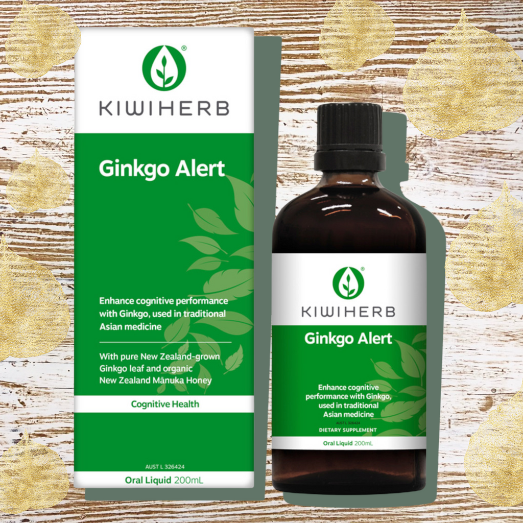   Kiwiherb Ginkgo Alert is a fast-acting herbal aid containing NZ-grown Ginkgo and Ginger, which are traditionally used in Asian herbal medicine to support cognitive function, enhance cognitive performance and promote healthy blood circulation. This easy to use liquid formulation may be ideal in maintaining cognitive health and during times when mental clarity and focus is required. 