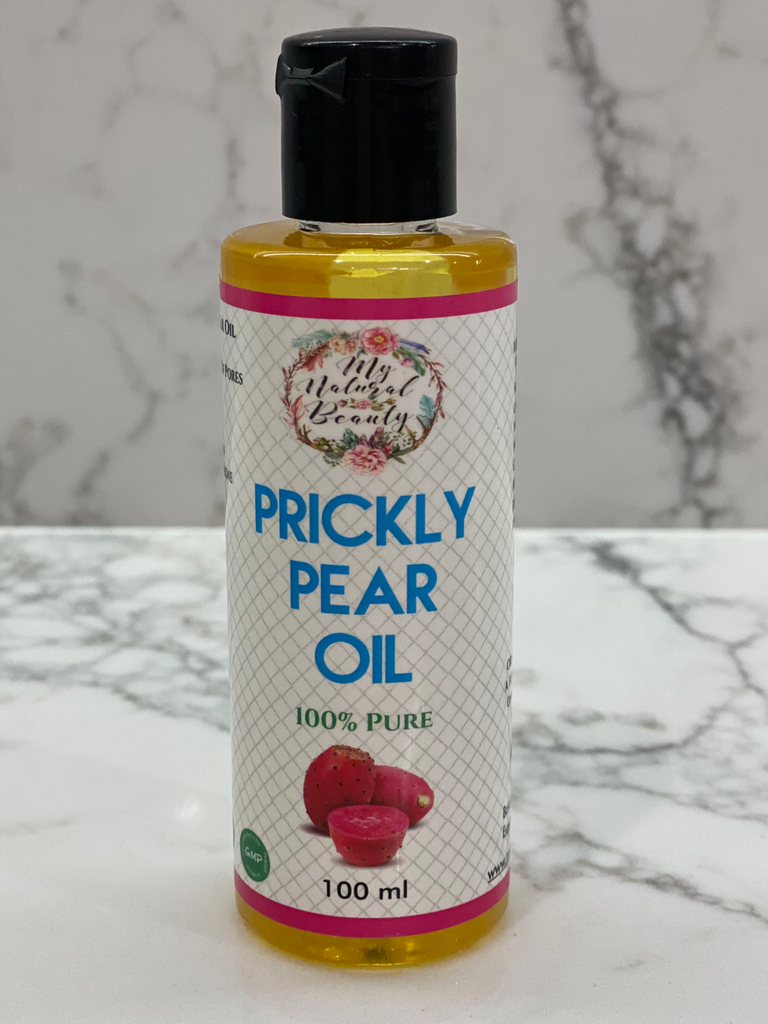 Prickly Pear Oil – 100ml    100% Pure, Cold-Pressed and Organic  100% Pure Authentic Opuntia Ficus Indica Seed Oil from Morocco Authentic, Pure Prickly Pear Seed Oil from the original source.   INGREDIENT: 100% Pure Opuntia Ficus-Indica oil (100% Pure Prickly Pear Seed Oil)
