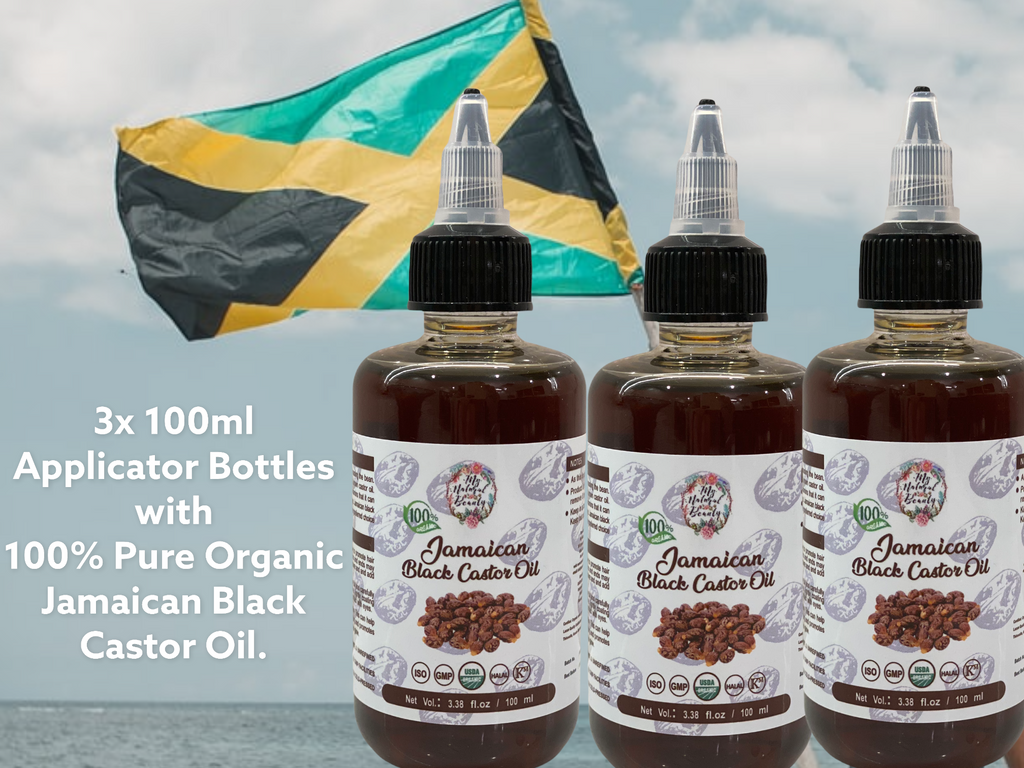 My Natural Beauty has a wide range of Jamaican Black Castor Oil. Australian supplier of premium quality Jamaican Black Castor Oil. 100% Pure, Organic Jamaican Black Castor Oil. Natural Hair growth. Treat hair loss naturally. Buy Online Australia. 100% Pure Organic Jamaican Black Castor Oil with applicator lids- 3 x 100 ml. Experience easy scalp application with these amazing applicator bottles. 