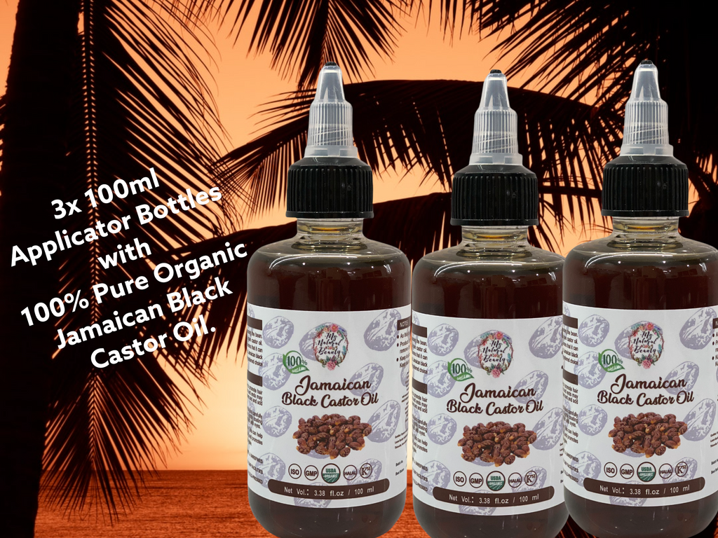 My Natural Beauty has a wide range of Jamaican Black Castor Oil. Australian supplier of premium quality Jamaican Black Castor Oil. 100% Pure, Organic Jamaican Black Castor Oil. Natural Hair growth. Treat hair loss naturally. Buy Online Australia. 100% Pure Organic Jamaican Black Castor Oil with applicator lids- 3 x 100 ml. Experience easy scalp application with these amazing applicator bottles. 