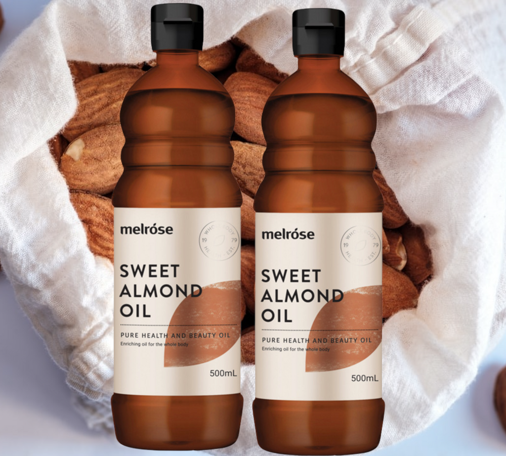Melrose Sweet Almond Oil   Melrose Sweet Almond Oil is pressed from seeds of the almond tree - Prunus amygdalus dulcis, which are of the sweet variety, the very same as the ones you eat. 