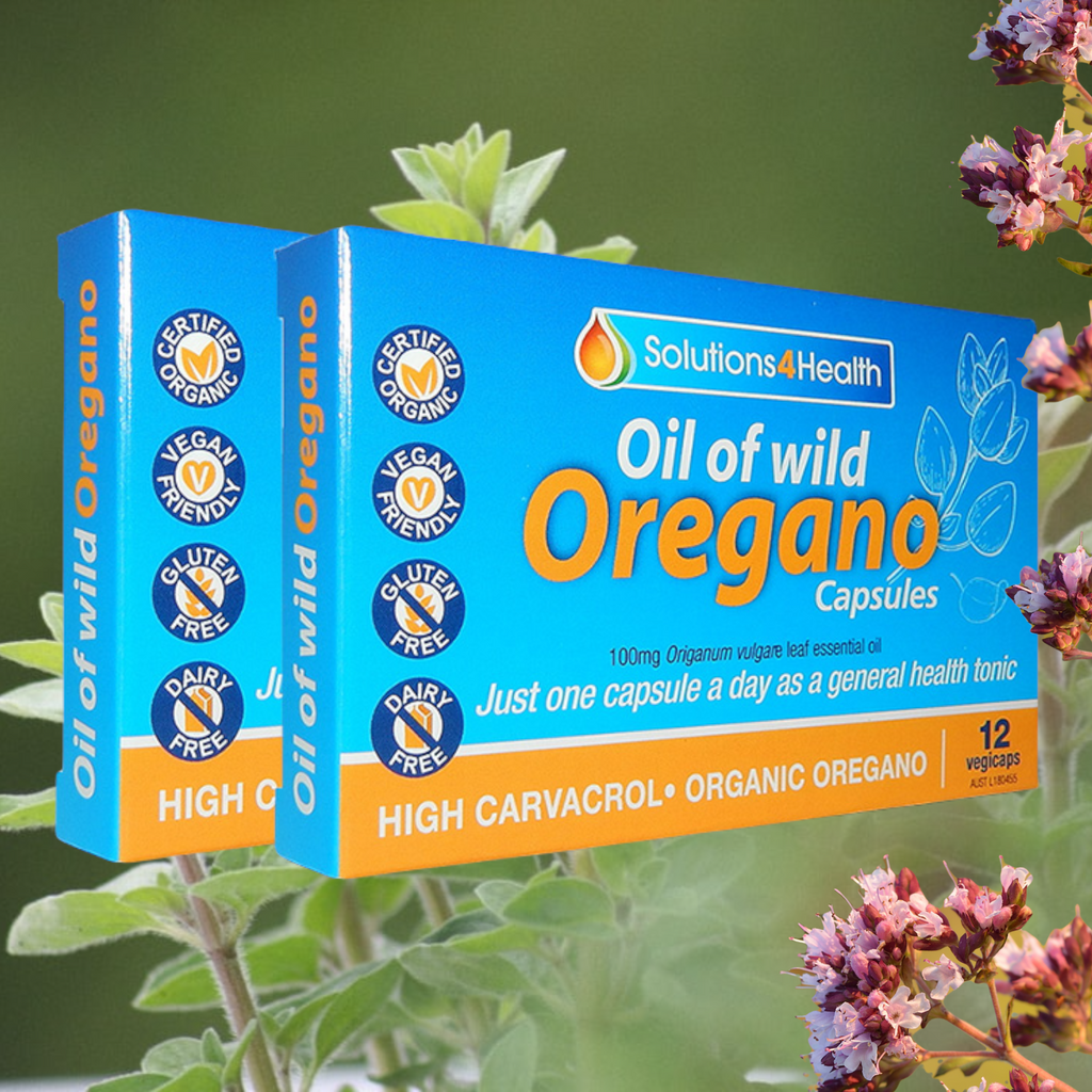 Solutions4Health   Oil Of Wild Oregano -VegeCaps . The benefits of oregano oil  may include ·       Respiratory, cold & flu relief ·       Antioxidant ·       Antifungal ·       Immune support ·       Aid rheumatic pain ·       Antibacterial ·       Gastrointestinal aid